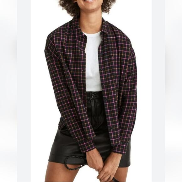 Flannel Westlake Shirt in Stoppard Plaid pink black small - Picture 2 of 7